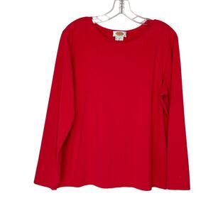 Talbots Wms XL Coral Long Sleeve Tee Shirt Stretchy Knit Layering Casual